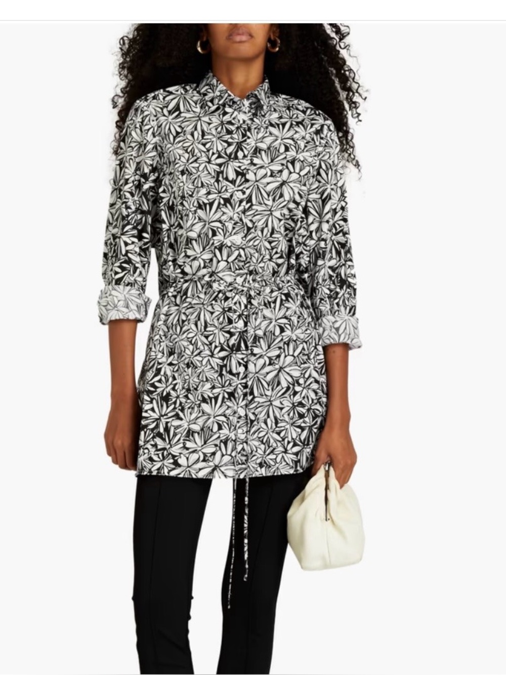 ROSETTA GETTI Black & White Floral Button-Up Shirt